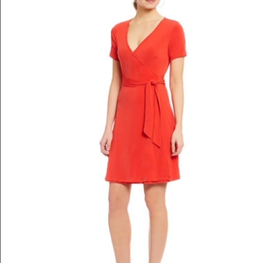 JULIE BROWN Red Marlina V-Neck Wrap Dress Size Large